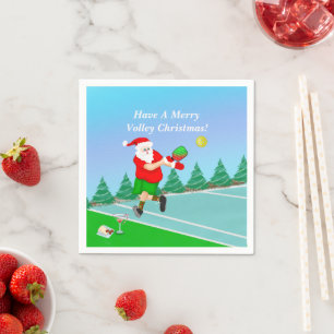 Funny Santa die Pickleball Merry Volley Xmas speel Servet
