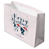 Funny Santa Dog & Cat Doodle | Vrolijk kerstfeest Groot Cadeauzakje (Achterkant Gekanteld)