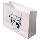 Funny Santa Dog & Cat Doodle | Vrolijk kerstfeest Groot Cadeauzakje (Voorkant Gekanteld)