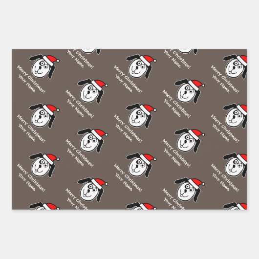 Funny Santa dog kerstinpakbladen Inpakpapier Vel (Voorkant 3)
