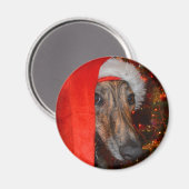 Funny Santa Dog - Lurcher Greyhound Christmas Pet Magneet (Voorkant / Achterkant)