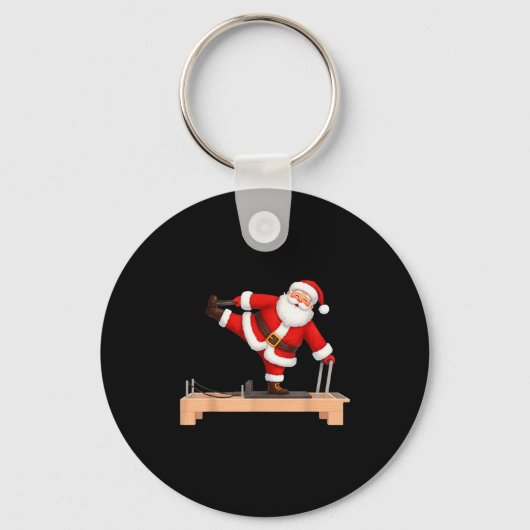 Funny Santa Doing Reformer Lates Christmas Xmas La Sleutelhanger (Voorkant)