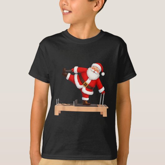 Funny Santa Doing Reformer Lates Christmas Xmas La T-shirt (Voorkant)
