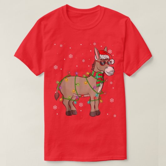 Funny Santa Donkey kerstlampje Donkey Xmas Ho T-shirt (Design voorkant)