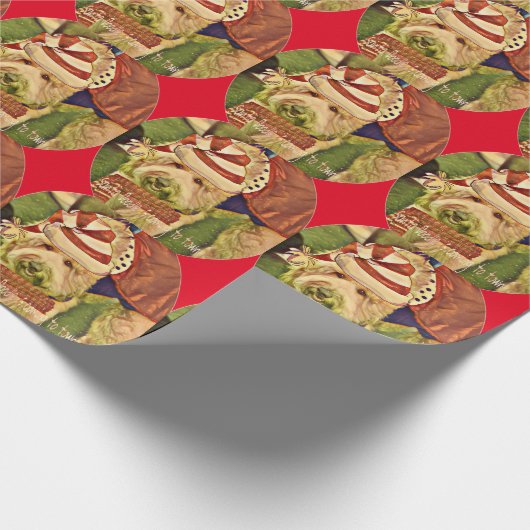 Funny Santa Doodle Dog kerstomslag Cadeaupapier (Hoek)