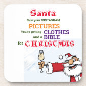 Funny Santa Drink wijn Funny Gezegde Bier Onderzetter (Voorkant)