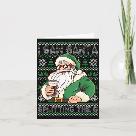 Funny Santa Drinking Beer Splitting G Christmas Ad Kaart (Voorkant)