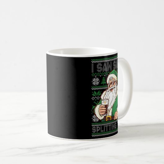 Funny Santa Drinking Beer Splitting G Christmas Ad Koffiemok (Voorkant rechts)
