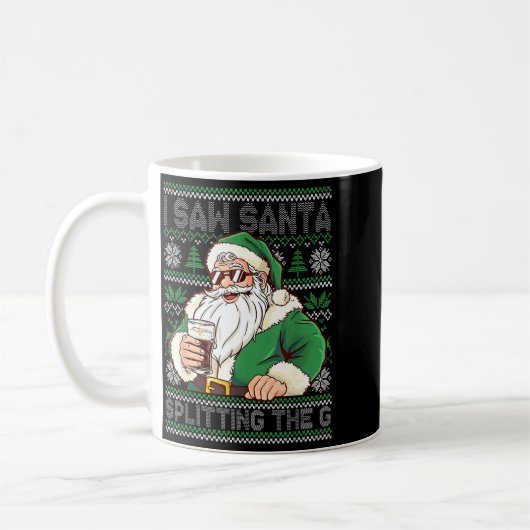 Funny Santa Drinking Beer Splitting G Christmas Ad Koffiemok (Links)