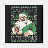 Funny Santa Drinking Beer Splitting G Christmas Ad Magneet (Voorkant)
