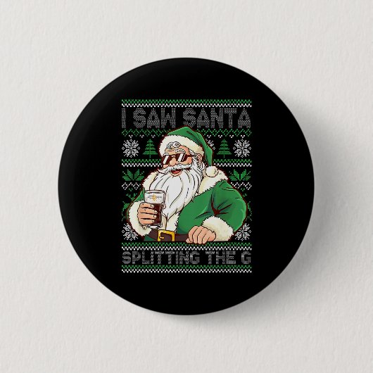 Funny Santa Drinking Beer Splitting G Christmas Ad Ronde Button 5,7 Cm (Voorkant)