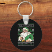 Funny Santa Drinking Beer Splitting G Christmas Ad Sleutelhanger (Voorkant)
