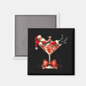 Funny Santa Drinking Martini Christmas Humor Men W Magneet (Voorkant / Achterkant)