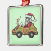 Funny Santa driver op Rudolph car-versiering Metalen Ornament (Links)