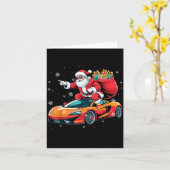 Funny Santa Driving Srt Car Xmas Pajama Christmas  Kaart (Gele Bloem)