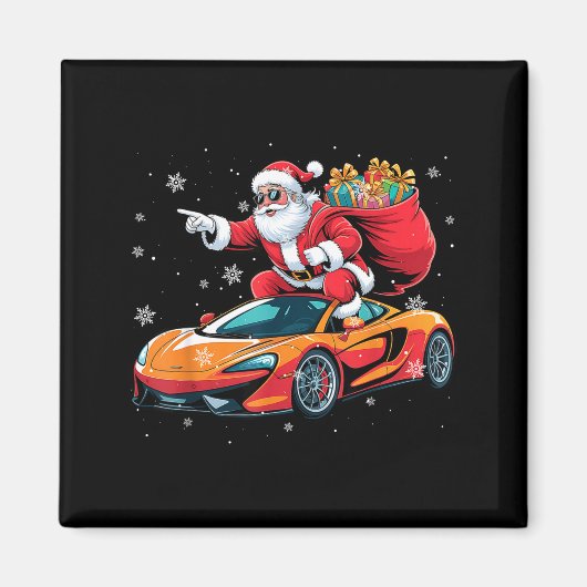 Funny Santa Driving Srt Car Xmas Pajama Christmas Magneet (Voorkant)