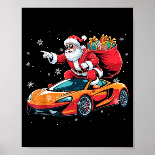 Funny Santa Driving Srt Car Xmas Pajama Christmas  Poster (Voorkant)
