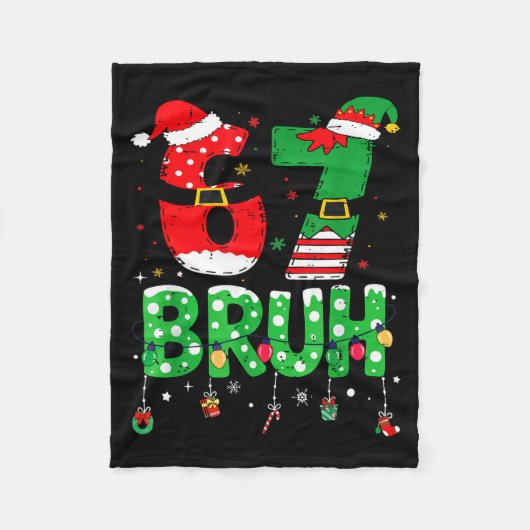 Funny Santa Elf 67 Bruh Christmas Meme Six Seven 6 Fleece Deken (Voorkant)