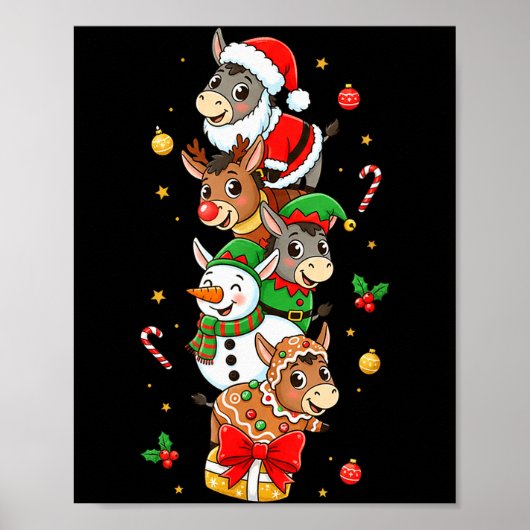 Funny Santa Elf Snowman Christmas Womens Mens Kids Poster (Voorkant)