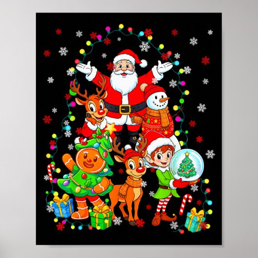 Funny Santa Elf Snowman Reindeer Gingerbread Chris Poster (Voorkant)