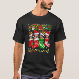 Funny Santa Elf Sphynx Katten In Kerstmis Sokken X T-shirt