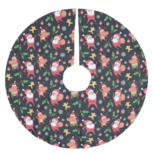 Funny Santa en Rabbits Kerstboom Rok (Voorkant)