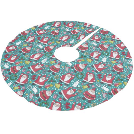 Funny Santa en Rabbits Kerstboom Rok (Gekanteld)