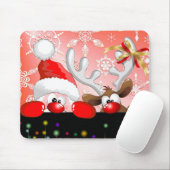 Funny Santa en Reindeer Cartoon Mousepad Muismat (Met muis)
