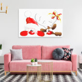 Funny Santa en rendier Cartoon Canvas Print (Insitu (Woonkamer))