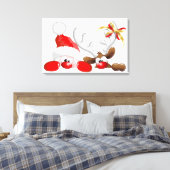 Funny Santa en rendier Cartoon Canvas Print (Insitu (Slaapkamer))