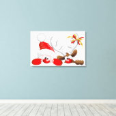 Funny Santa en rendier Cartoon Canvas Print (Insitu (Houten vloer))