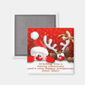 Funny Santa en rendier Cartoon Magnet (Voorkant / Achterkant)