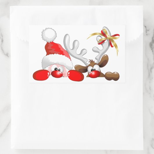 Funny Santa en rendier Cartoon Sticker (Tas)