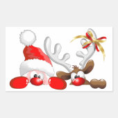 Funny Santa en rendier Cartoon Sticker (Voorkant)