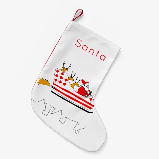 Funny Santa en rendierslee kerststaart Kleine Kerstsok (Voorkant (Hangend))
