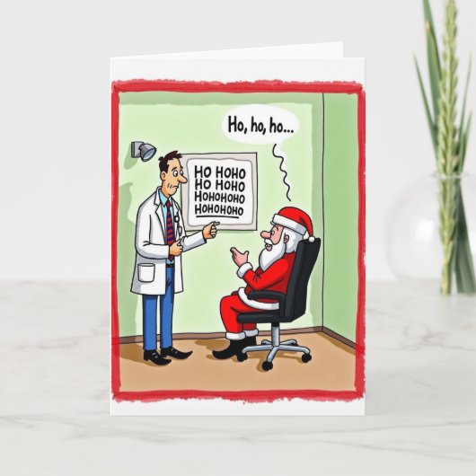 Funny Santa Eye Exam Doctor Christmas Card Joke Kaart (Voorkant)