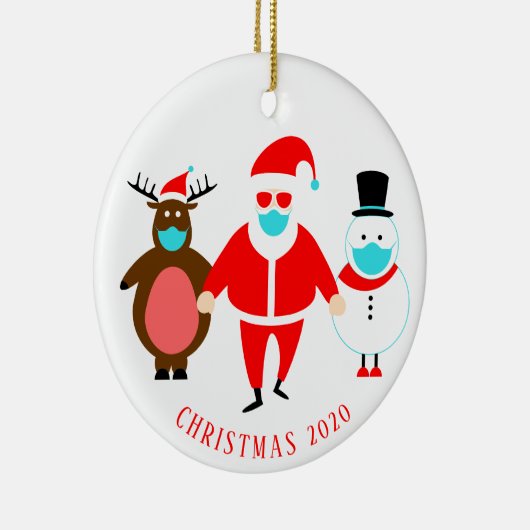 Funny Santa Face Mask Personalized Kerstmis 2020 Keramisch Ornament (Rechts)