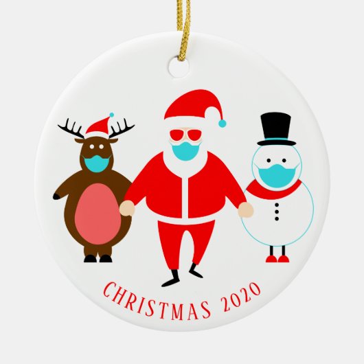 Funny Santa Face Mask Personalized Kerstmis 2020 Keramisch Ornament (Voorkant)