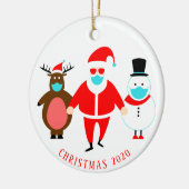 Funny Santa Face Mask Personalized Kerstmis 2020 Keramisch Ornament (Links)