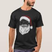 Funny Santa Face Met Zonnebril Pet Baard Kerstmis T-shirt (Voorkant)