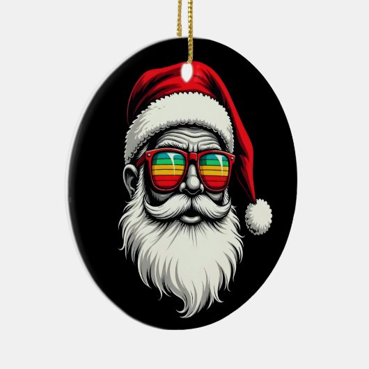 Funny Santa Face Retro Sunglasses Christmas  Keramisch Ornament (Rechts)