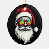 Funny Santa Face Retro Sunglasses Christmas Keramisch Ornament (Links)