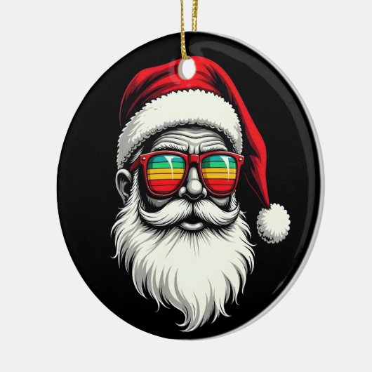 Funny Santa Face Retro Sunglasses Christmas  Keramisch Ornament (Links)
