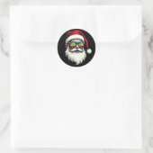 Funny Santa Face Retro Sunglasses Christmas  Ronde Sticker (Tas)