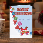 Funny Santa Falls Christmas Folded Holiday Card Feestdagen Kaart