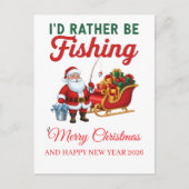 Funny Santa Fishing Christmas 2025 Elegant Script Feestdagenkaart (Voorkant)