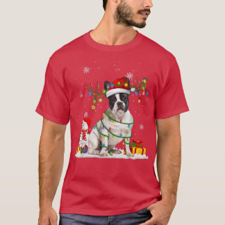 Funny Santa French Bulldog Reindeer Fairy Light Ch T-shirt