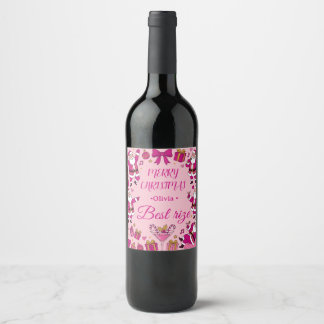 Funny Santa Friendsmas Christmas Party Wine Label Wijn Etiket