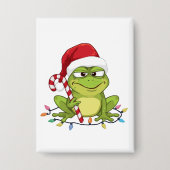 Funny Santa Frog Christmas Shirt - Cute Frog with  Button (Voorkant)