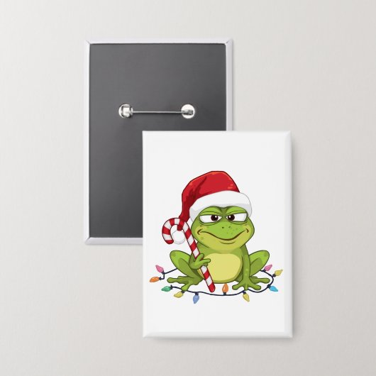 Funny Santa Frog Christmas Shirt - Cute Frog with  Button (Voorkant / Achterkant)